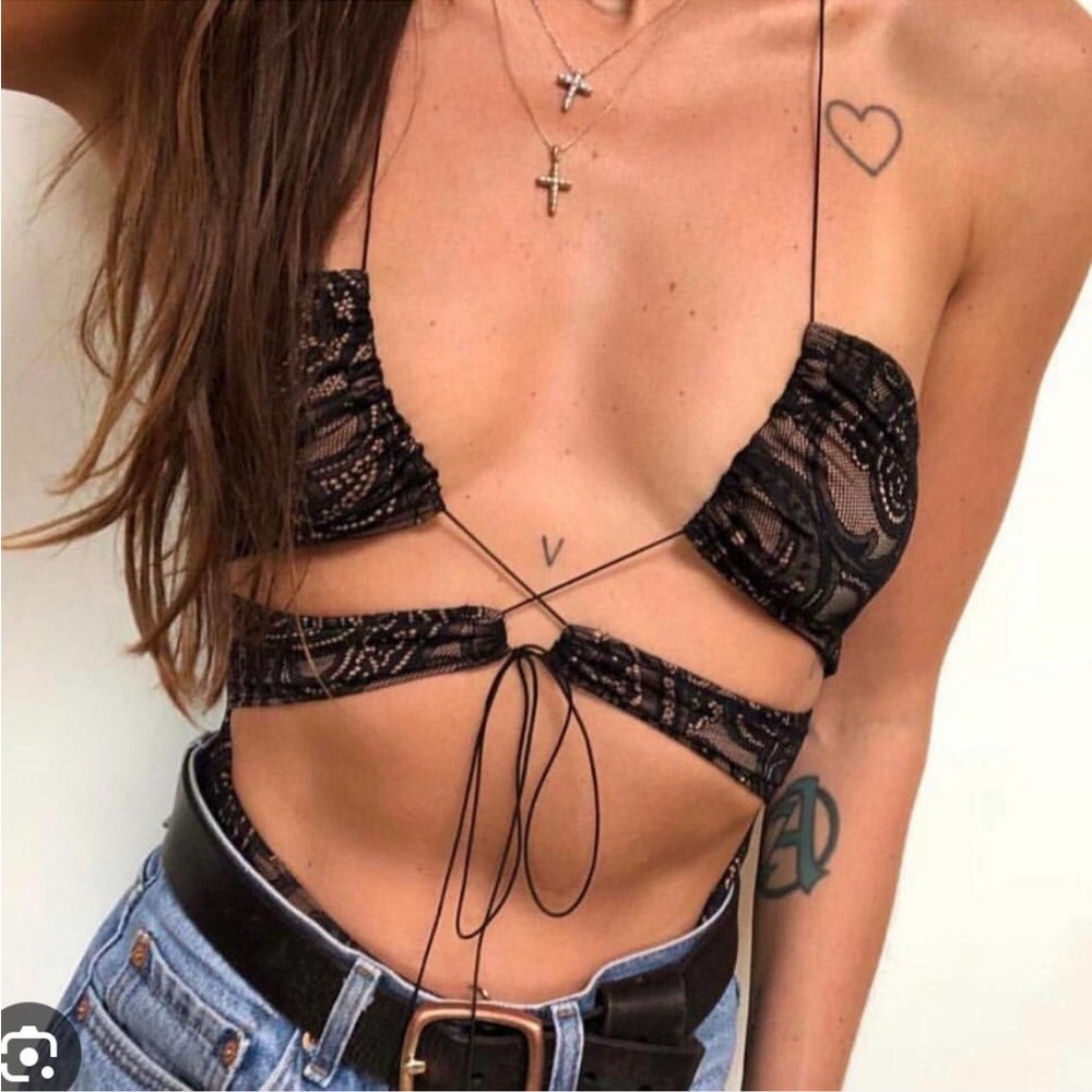 NWT - For Love & Lemons - Romy Front Tie Body Suit